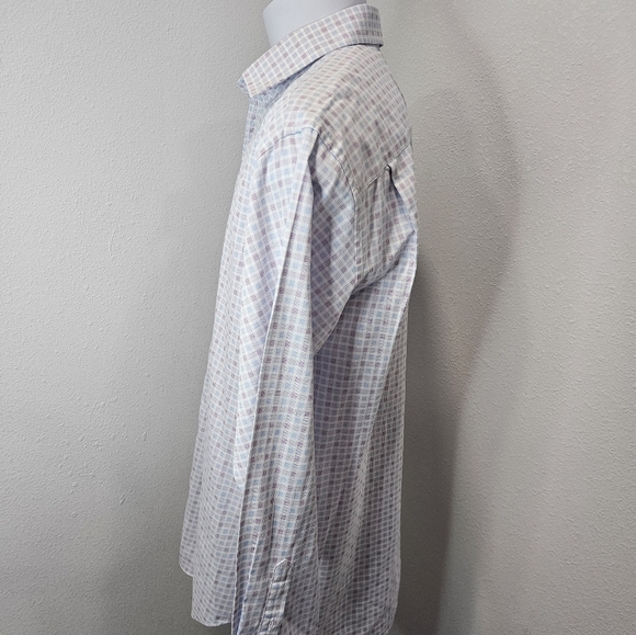 David Donahue white/berry button down - Picture 2 of 6